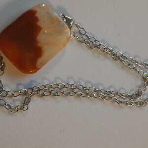 Brand New Natural Stone With Ametrine Inlay In Red Necklace